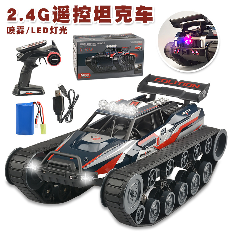 Cross-Border 1:12 Four-Wheel Drive High-Speed Drift Spray Track Tank Stunt off-Road Rock Crawler Alloy Racing Model