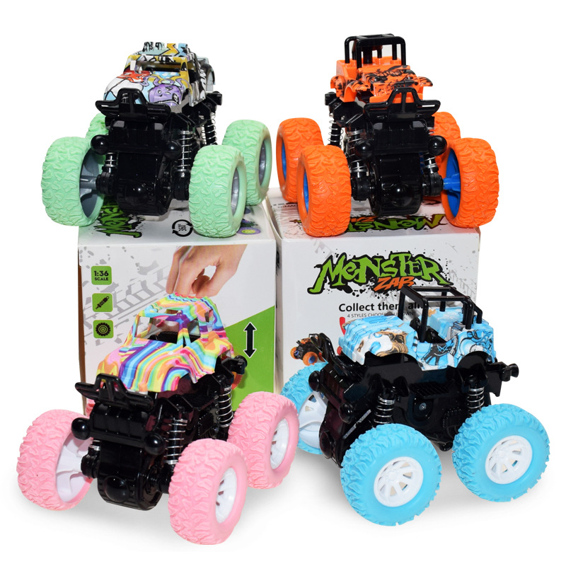 Freezing price douyin stall flip stunt four-wheel drive inertial OFF-road vehicle children toy boy model car crash