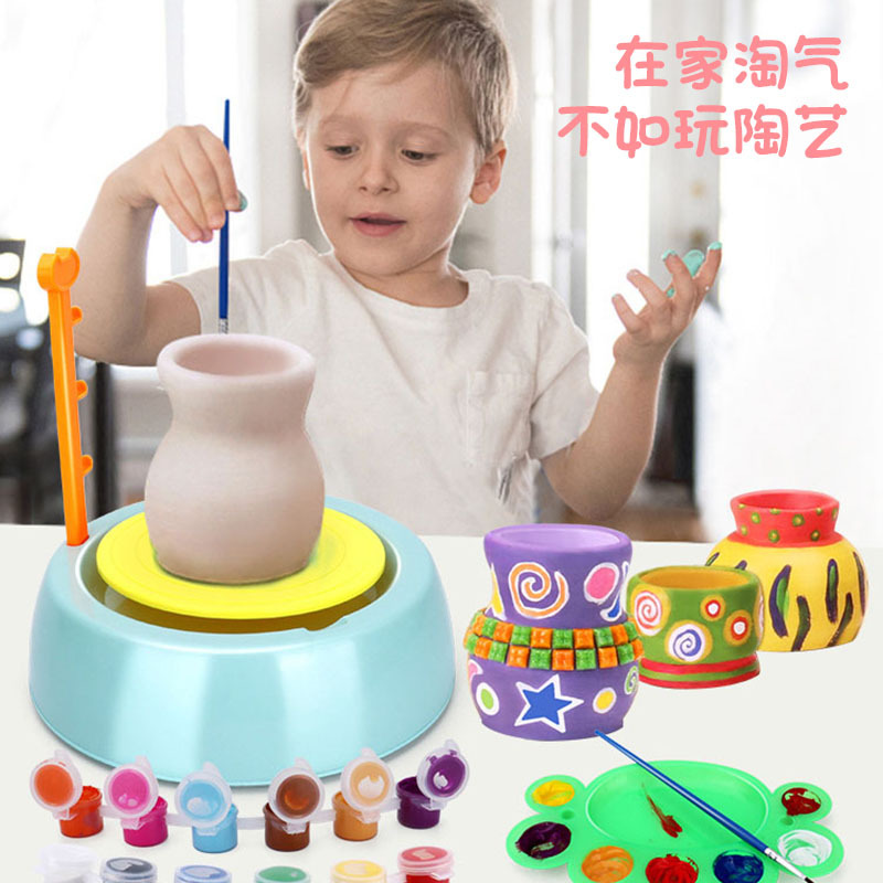 Electric Potter&#039;s Wheel Children&#039;s Clay Toys Student Creativity Handmade DIY Burn-Free Polymer Clay Clay Boys and Girls