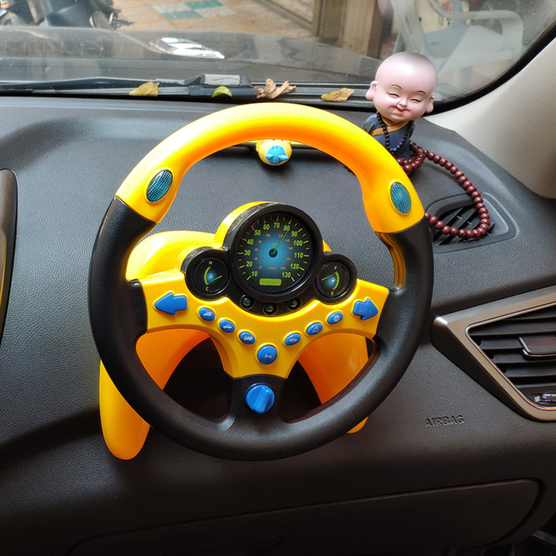 Same Type as TikTok Co-Pilot Steering Wheel Toy Children&#039;s Car Simulation Steering Wheel Internet-Famous Toys Cross-Border English Style