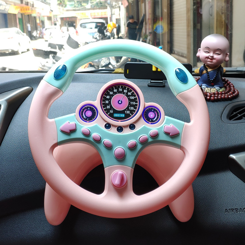 Same Type as TikTok Co-Pilot Steering Wheel Toy Children&#039;s Car Simulation Steering Wheel Internet-Famous Toys Cross-Border English Style