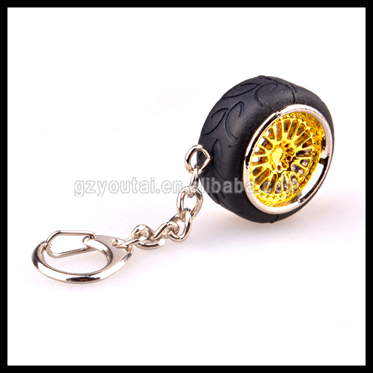 Car Modification Aluminum Alloy Car Wheel Keychain Creative Wheel Hub Key Ring Chain Color Small Pendant