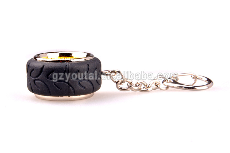 Car Modification Aluminum Alloy Car Wheel Keychain Creative Wheel Hub Key Ring Chain Color Small Pendant