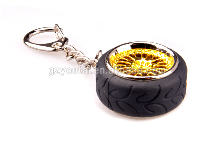Car Modification Aluminum Alloy Car Wheel Keychain Creative Wheel Hub Key Ring Chain Color Small Pendant