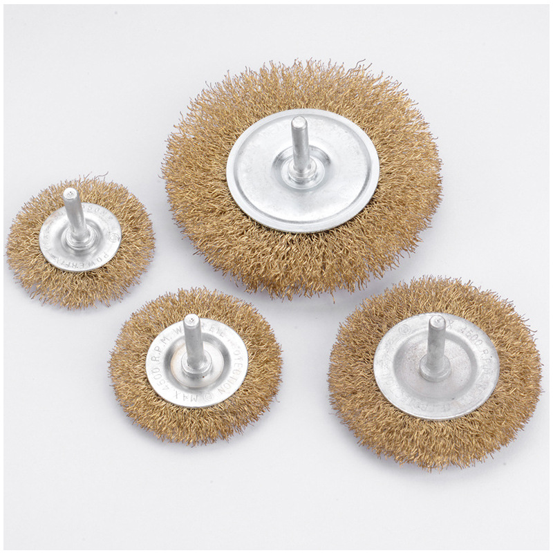 Rod Flat Steel Wheel Rod Bowl Steel Brush with Handle Grinding Head Copper-Plating Steel Wire Bowl Brush