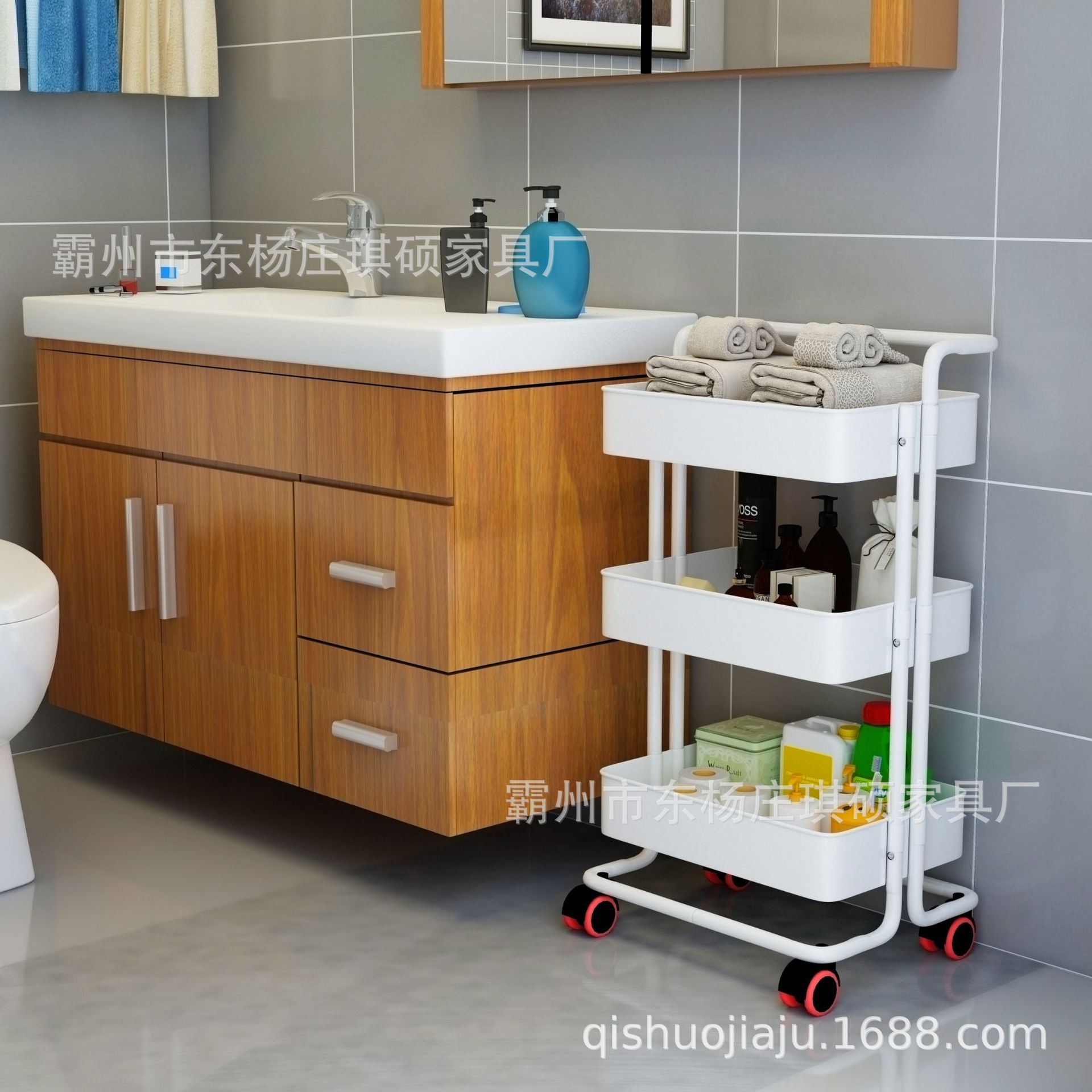 Baby Supplies Storage Cart with Wheels Hand Push Removable Simple Kitchen Storage Rack Multi-Layer Beauty Salon Trolley