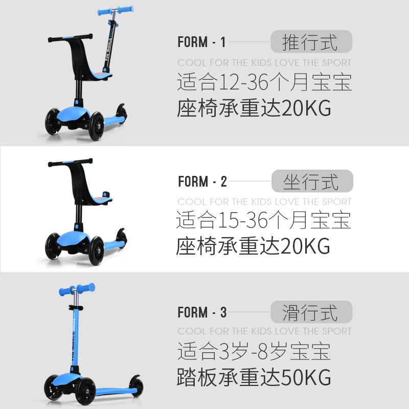 Children&#039;s Scooter Slim-Year-Old Children Wide Wheel Single Leg Walker Car Male and Female Four-Wheel Baby Luge