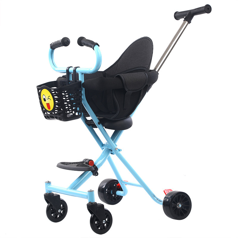 Walking Baby Walking Tool Trolley New Anti-Rollover Simple Lightweight Four-Wheel Children&#039;s Folding Three-Wheel Trolley Stroller