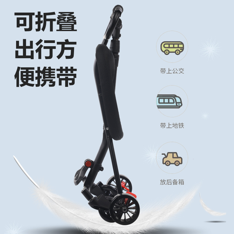 Walking Baby Walking Tool Trolley New Anti-Rollover Simple Lightweight Four-Wheel Children&#039;s Folding Three-Wheel Trolley Stroller