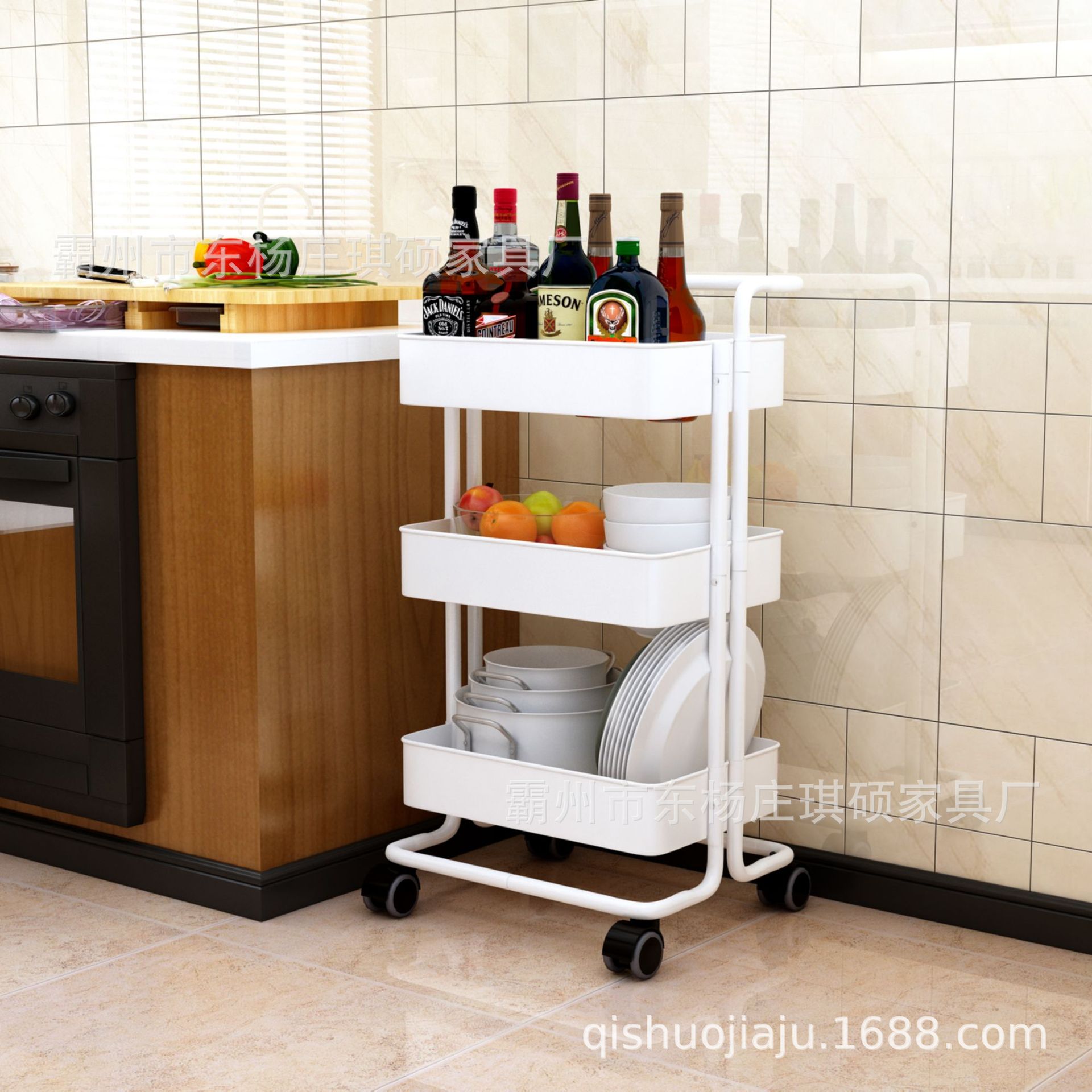 Baby Supplies Storage Cart with Wheels Hand Push Removable Simple Kitchen Storage Rack Multi-Layer Beauty Salon Trolley