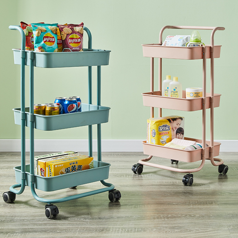 Baby Supplies Storage Cart with Wheels Hand Push Removable Simple Kitchen Storage Rack Multi-Layer Beauty Salon Trolley