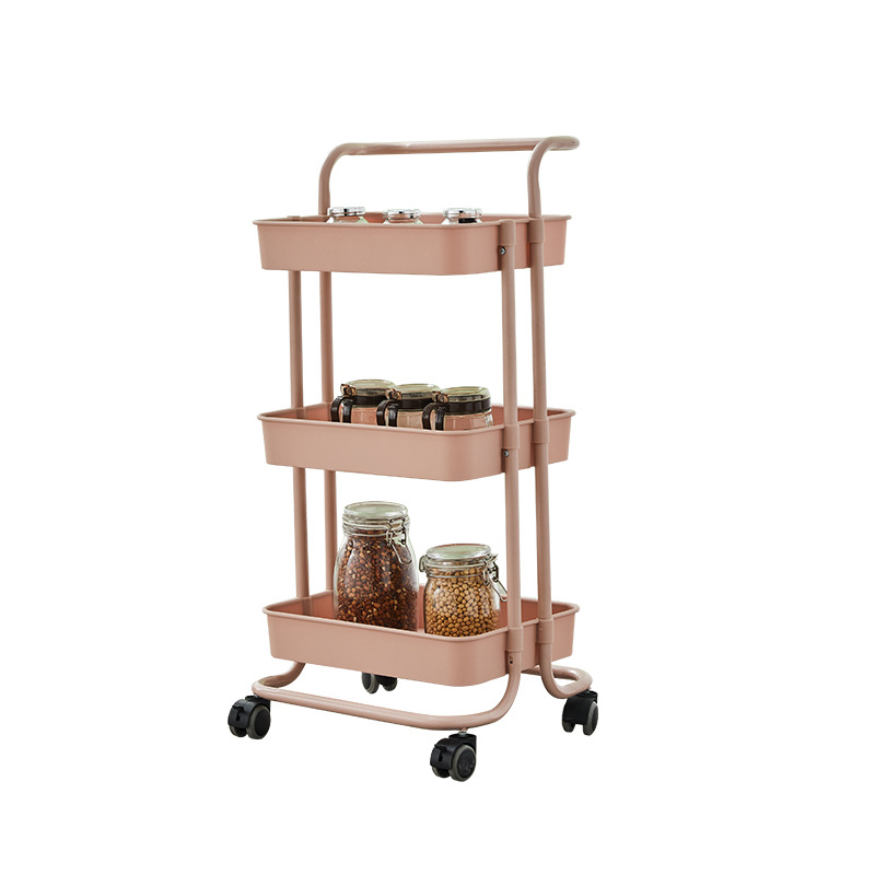 Baby Supplies Storage Cart with Wheels Hand Push Removable Simple Kitchen Storage Rack Multi-Layer Beauty Salon Trolley