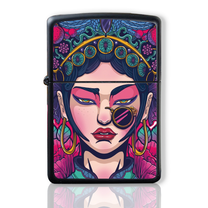 Grinding Wheel Kerosene Lighter Peking Opera Facial Makeup National Fashion Creative Series Personalized Custom Logo