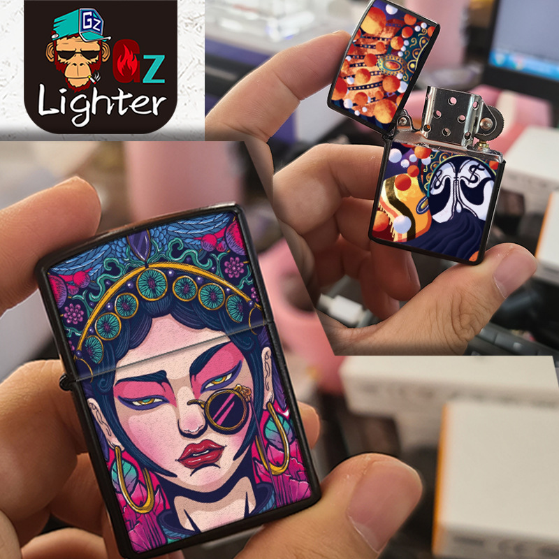 Grinding Wheel Kerosene Lighter Peking Opera Facial Makeup National Fashion Creative Series Personalized Custom Logo