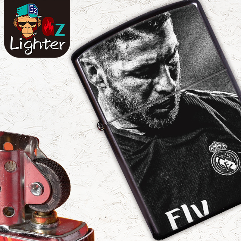 Factory Direct Sales UEFA Football Series Kerosene Lighter Metal Retro Grinding Wheel Lighter Customizable Logo