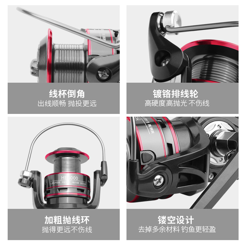 AllMetal Fishing Wheel Reel Casting Rods Fishing Reel Spinning Reel Fishing Vessel Rod round yuan tou lun Fishing Gear