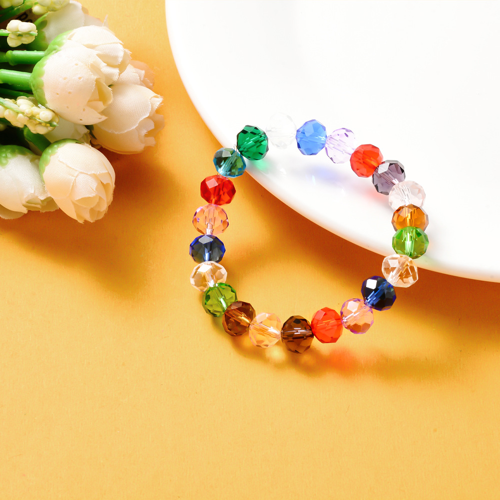 Surface Cutting Beads Glass Beads Bracelet String Beads Material DIY Ornament Accessories Wheel Flat Beads Flat Beads