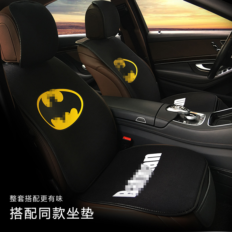 Car Neck Pillow Bat Cartoon Car Interior Set Back Cushion Lumbar Support Safety Belt Shoulder Pad Steering Wheel Set