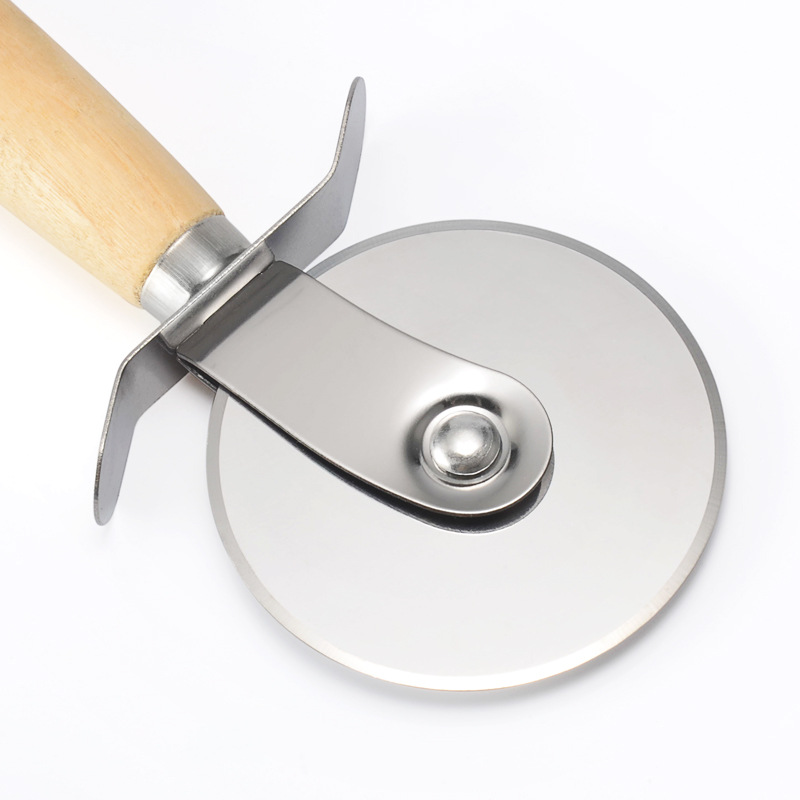 Stainless Steel Pizza Knife Pizza Wheel Knife with Wooden Handle Crisp Pizza Cutter Cake Knife Hob