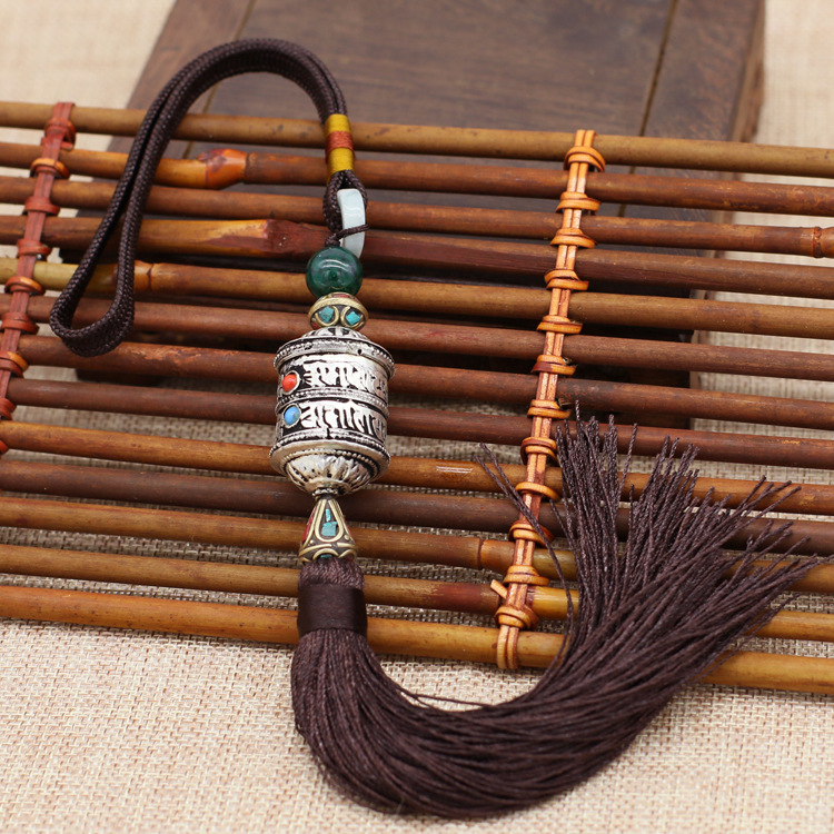 Wholesale Tibetan Jewelry Nepal Handmade Prayer Cylinder Car Decorations Tibet Characteristic Prayer Wheel Car Pendant