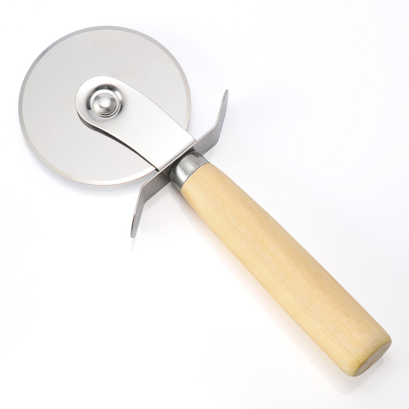 Stainless Steel Pizza Knife Pizza Wheel Knife with Wooden Handle Crisp Pizza Cutter Cake Knife Hob