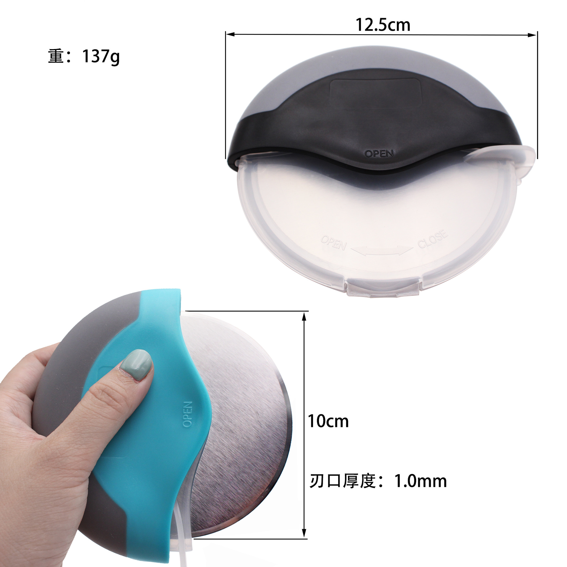 and Washable Pizza Cutter Household Kitchen Gadget Creative round Wheel Knife Stainless Steel Cake Paper Cutter
