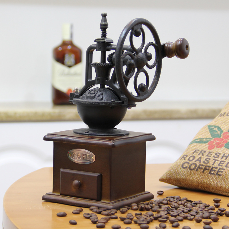 Wheel Coffee Grinder Household Coffee Bean Grinder Manual Coffee Machine Flour Mill Hand Rocking Wheel Coffee Grinder