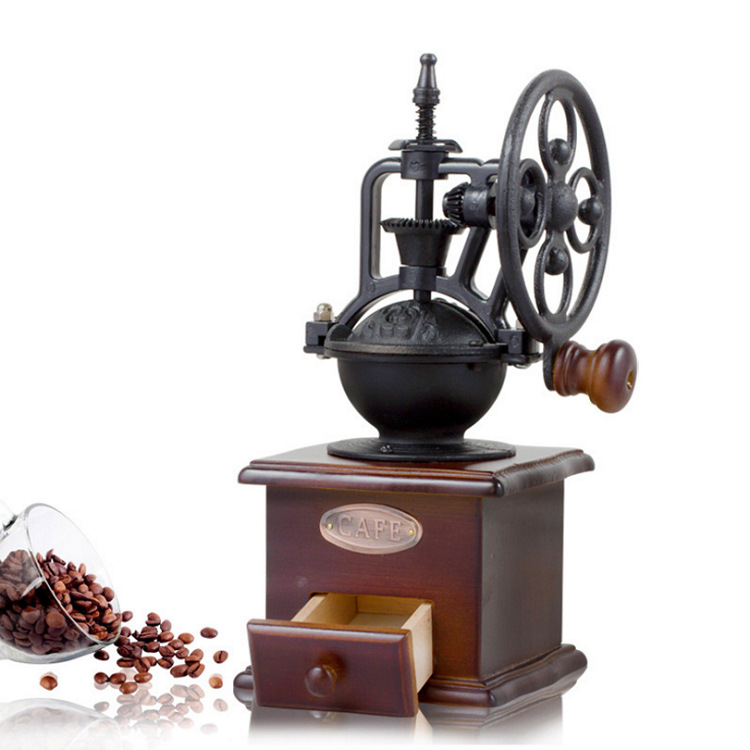 Wheel Coffee Grinder Household Coffee Bean Grinder Manual Coffee Machine Flour Mill Hand Rocking Wheel Coffee Grinder