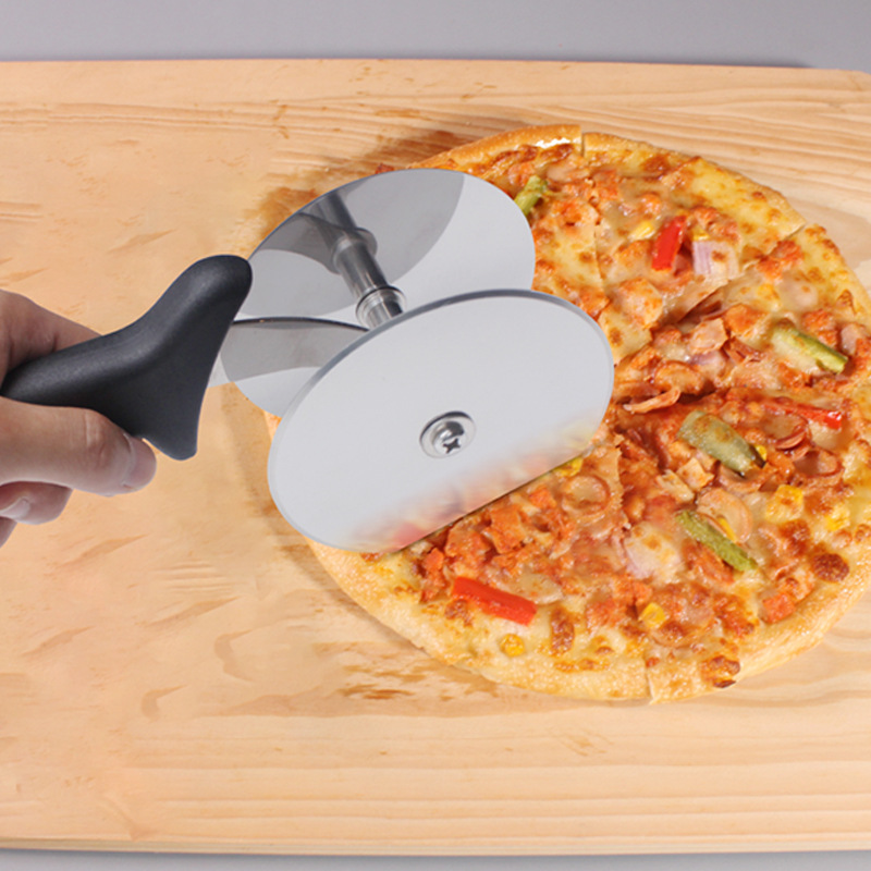 Style Double Wheel Pizza Cutter Wheel Knife Kitchen Tools Stainless Steel Double Head Salad Cut Vegetable Chopper