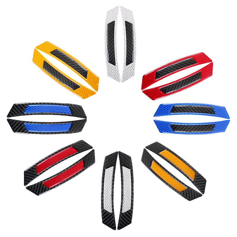 Car Body Wheel Eyebrow Reflective Stickers Warning Decorative Stickers Carbon Fiber Wheel Hub Stickers Bumper Strip