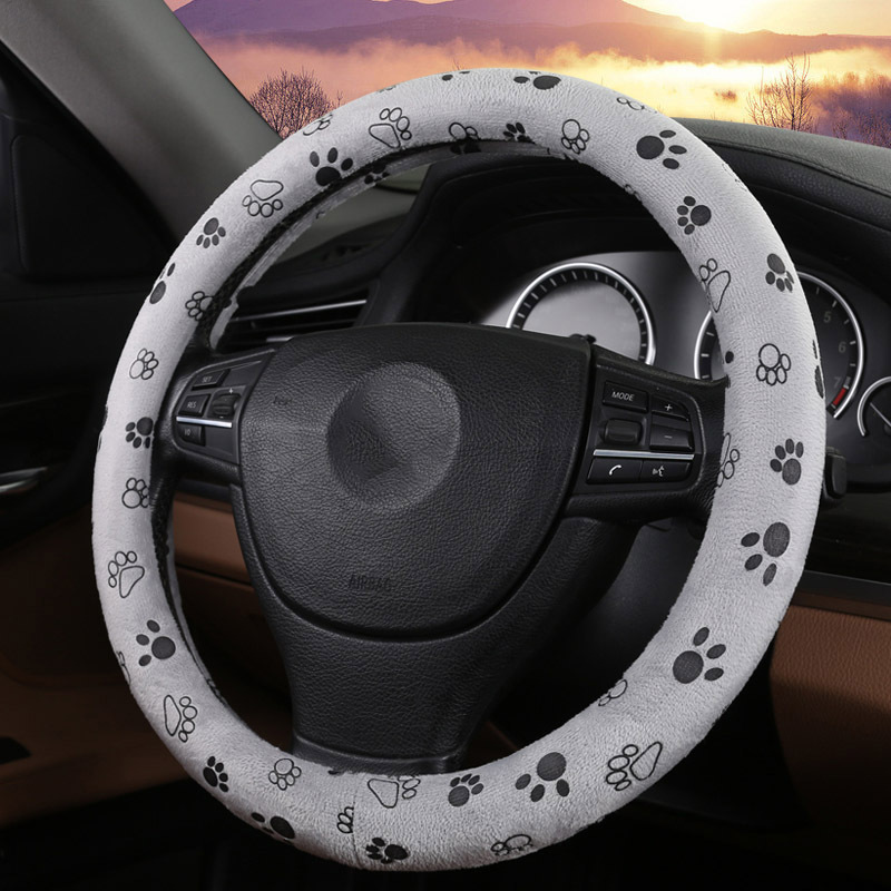 Big Foot Board Cute Plush Winter Steering Wheel Set Two Styles Available Factory Direct Sales Cross-Border Trade