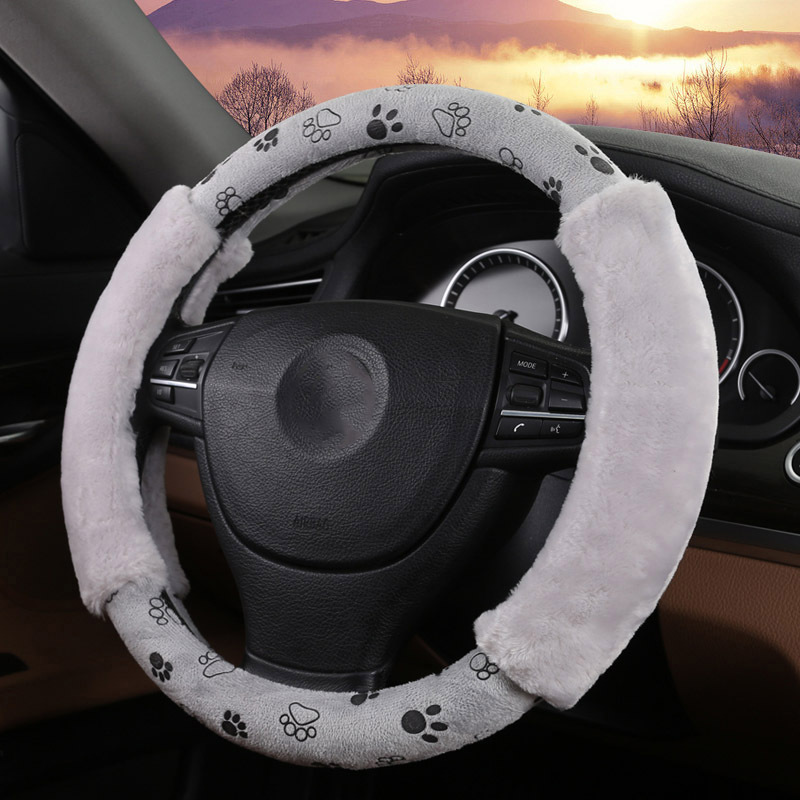 Big Foot Board Cute Plush Winter Steering Wheel Set Two Styles Available Factory Direct Sales Cross-Border Trade