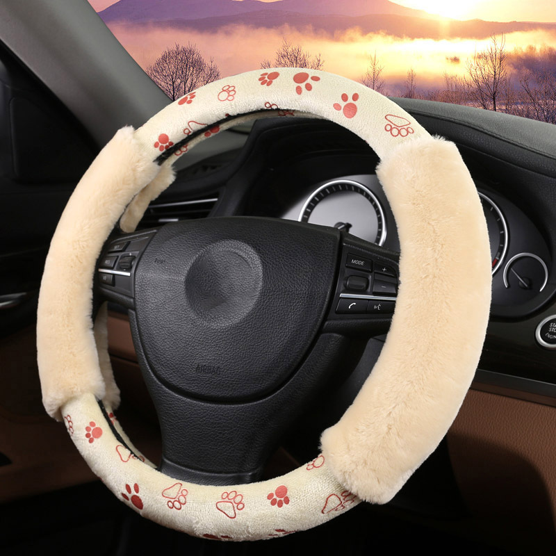 Big Foot Board Cute Plush Winter Steering Wheel Set Two Styles Available Factory Direct Sales Cross-Border Trade