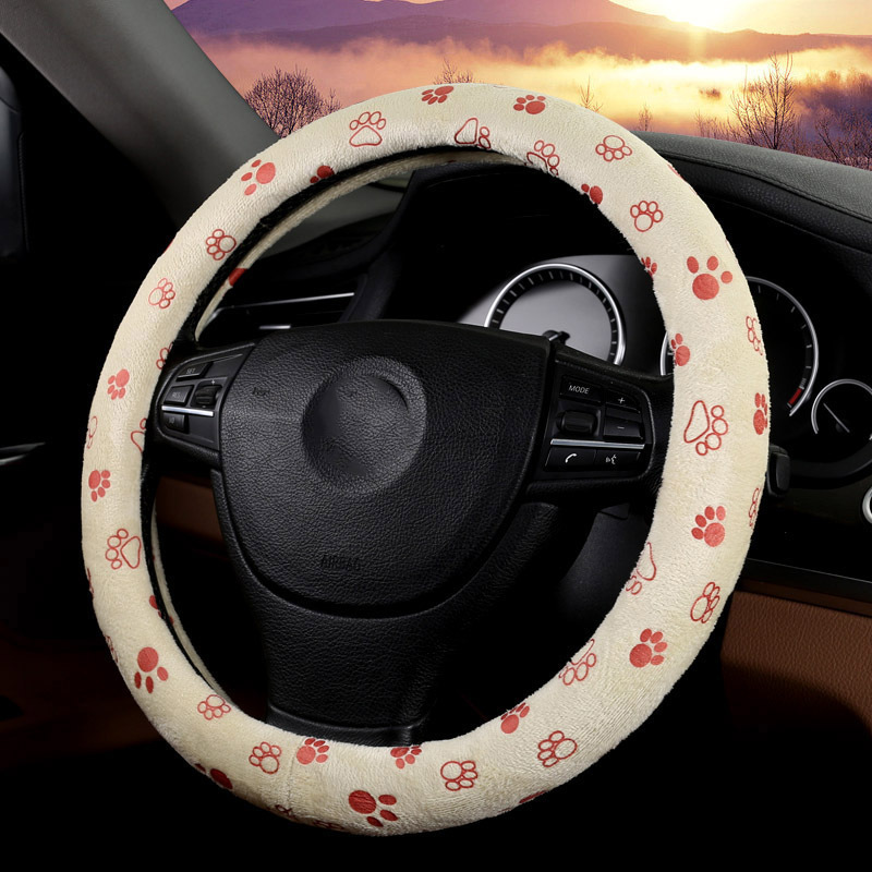 Big Foot Board Cute Plush Winter Steering Wheel Set Two Styles Available Factory Direct Sales Cross-Border Trade