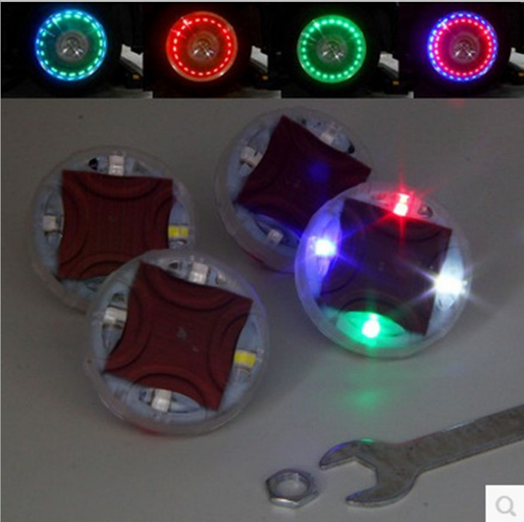 Car Tire Motorcycle Light Solar Led Valve Light Wheel Hub Decorative Light Flash Light Colorful Hot Wheel