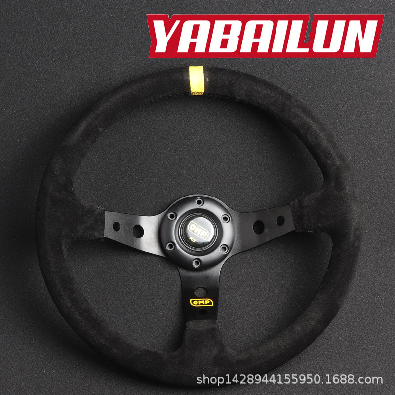 Car Modification OMP Steering Wheel Matte Leather 14Inch350mm Imitation Racing Competition Universal Steering Wheel