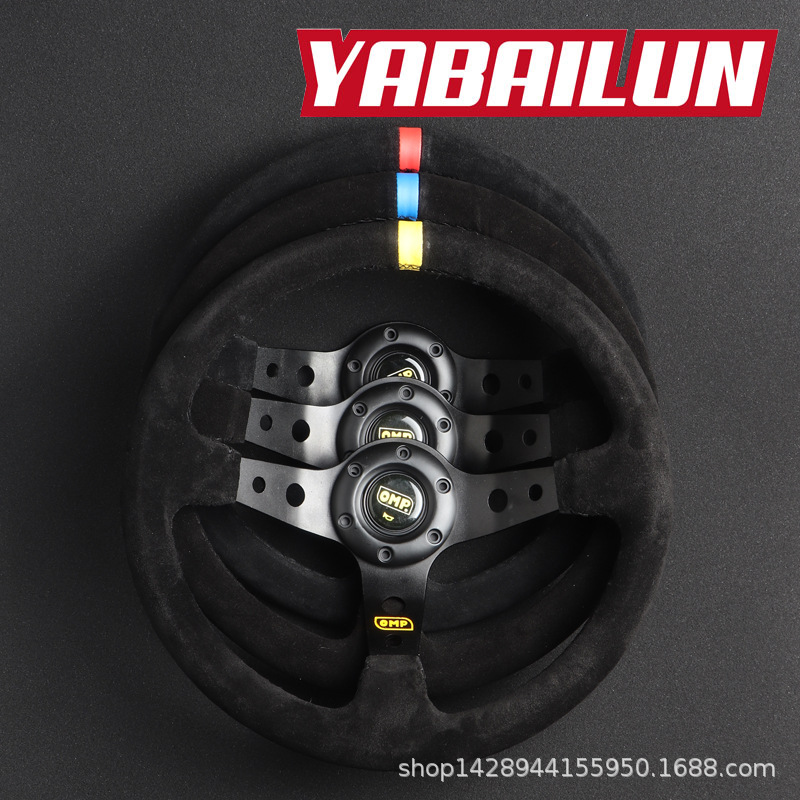 Car Modification OMP Steering Wheel Matte Leather 14Inch350mm Imitation Racing Competition Universal Steering Wheel