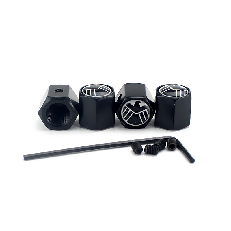 Car Tire Anti-Theft Car Copper Cap Wheel Hub Valve Core Dustproof Cap S. H. I. E. L. D. Modified Rim Valve Cap