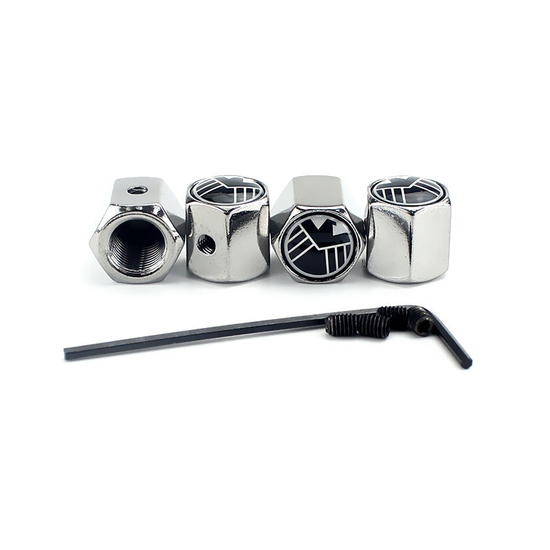 Car Tire Anti-Theft Car Copper Cap Wheel Hub Valve Core Dustproof Cap S. H. I. E. L. D. Modified Rim Valve Cap