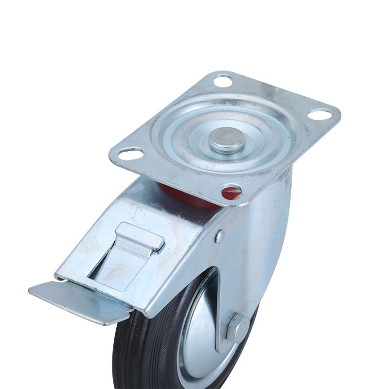 Industrial Rubber Wheel 3Inch 35Inch 4Inch 5Inch 6Inch 8Inch Black Ribbon Brake Universal Wheel Barrow Caster Whole