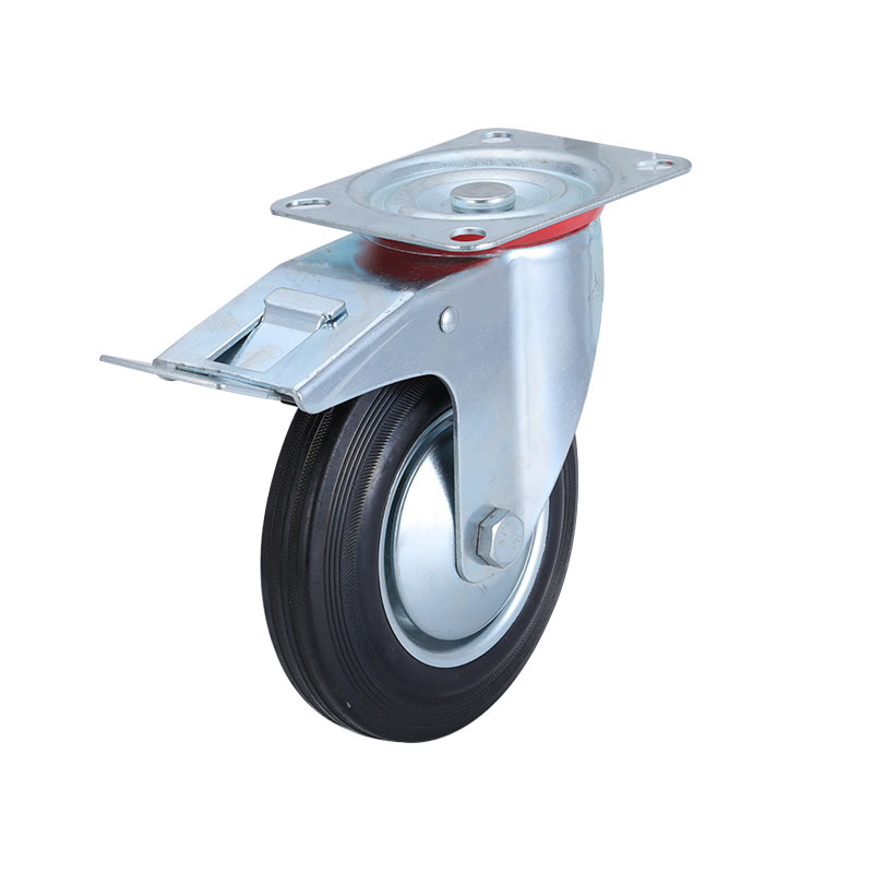 Industrial Rubber Wheel 3Inch 35Inch 4Inch 5Inch 6Inch 8Inch Black Ribbon Brake Universal Wheel Barrow Caster Whole