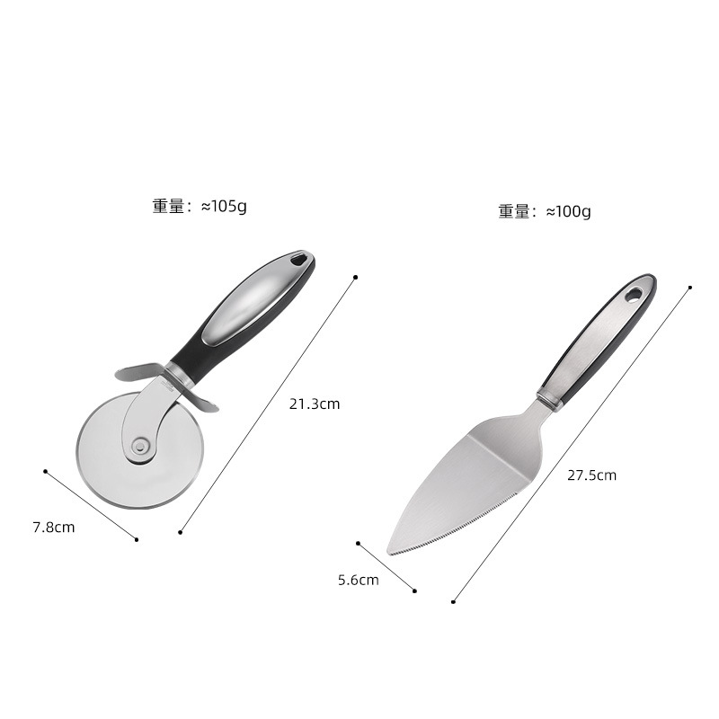 Stainless Steel Pizza Knife Shovel TwoPiece Handle Device round Single Wheel Cake Knife Pizza Shovel Kitchen Tools