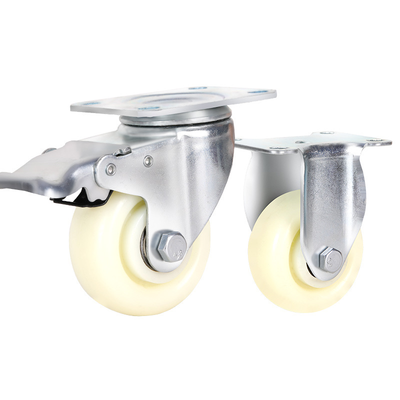Medium Nylon Wheel 25Inch 3Inch 4Inch 5Inch DualAxis White Nylon Universal Wheel White Pp Wheel Platform Trolley Wheel