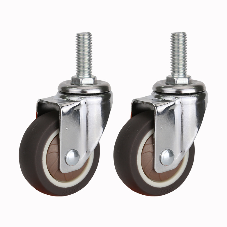 Wholesale Customized Light Plated TPR Casters 1-Inch 1.5-Inch 1.25-Inch 2-Inch Screw Rod Universal Wheel Brake Wheel