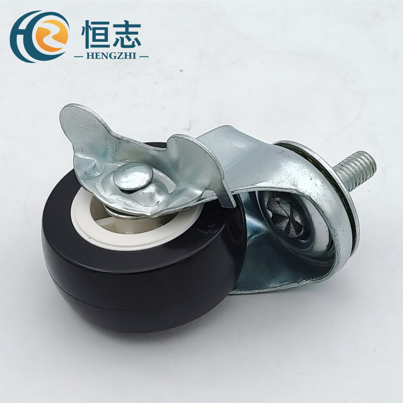 2-Inch Black Flower Universal Caster PVC Screw Brake Shopping Cart Wheel Furniture Trolley Mute Caster