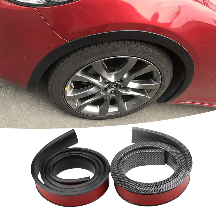 Car Universal Rubber Flat Wheel EyebrowCarbon Fiber Pattern Wheel Eyebrow Trim StripWheel Bumper Strip Fender Strip