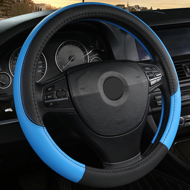 Plaid Four Seasons Universal Car Steering Wheel Cover New Sports Handle Cover Interior Decoration Supplies Jewelry