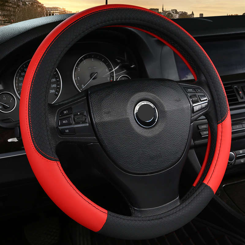 Plaid Four Seasons Universal Car Steering Wheel Cover New Sports Handle Cover Interior Decoration Supplies Jewelry