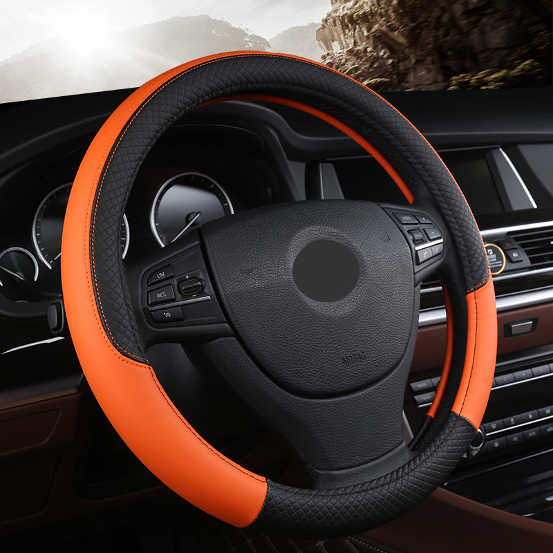 Plaid Four Seasons Universal Car Steering Wheel Cover New Sports Handle Cover Interior Decoration Supplies Jewelry