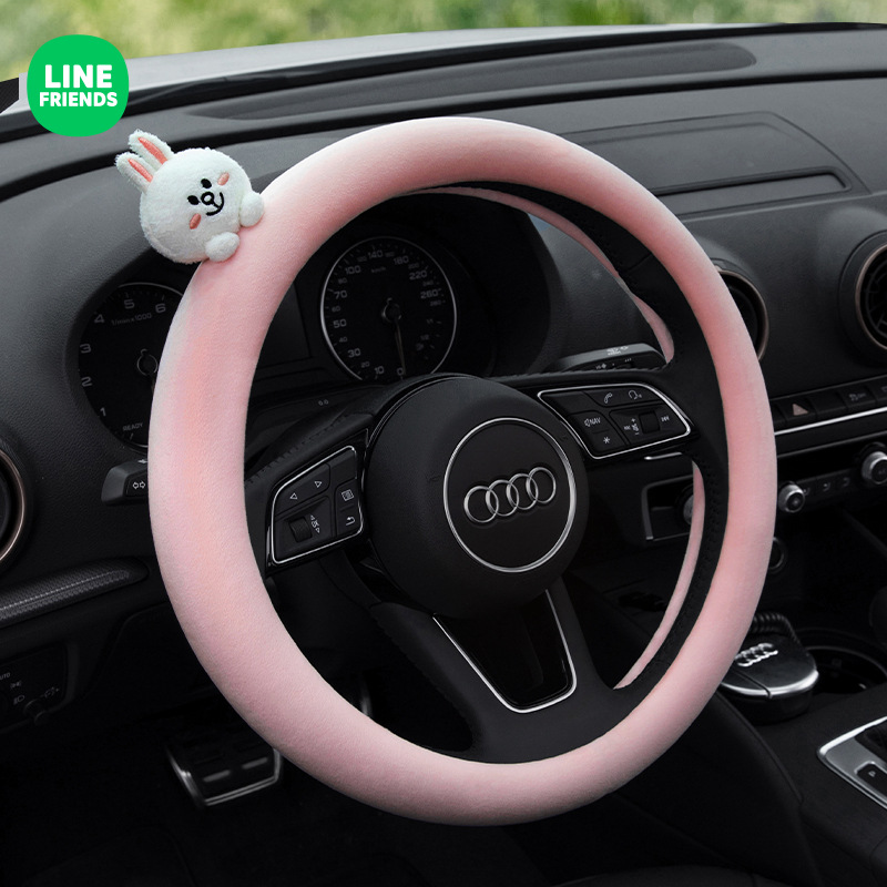 Friends Car Steering Wheel Cover for Use in Winter Women&#039;s Four Seasons Universal NonSlip Plush Warm Cute Handle Cover